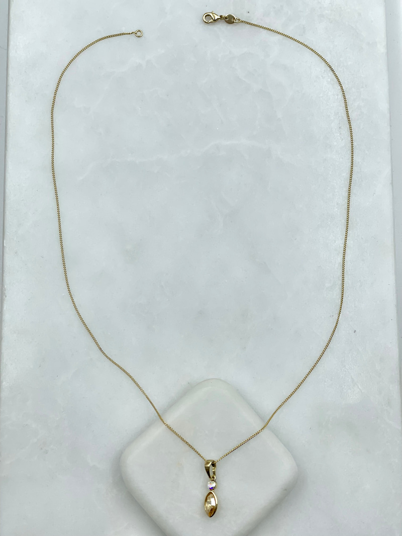 Özel Seri Sarı Taşlı Swarovski Tasarım Kolye Gold