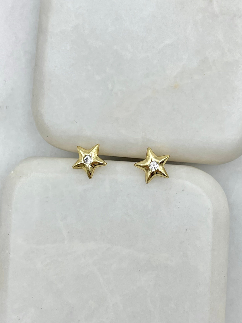Özel Seri Minimal Taşlı Yıldız Küpe Gold