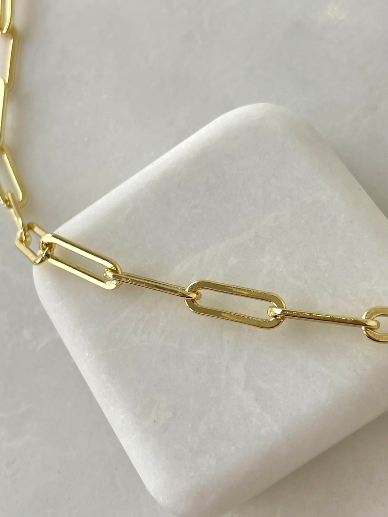 Özel Seri Uzun Oval Basic Zincir Kolye Gold