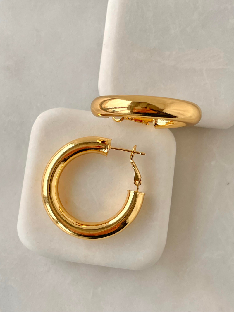 Çelik Boru Basic Halka Küpe Gold