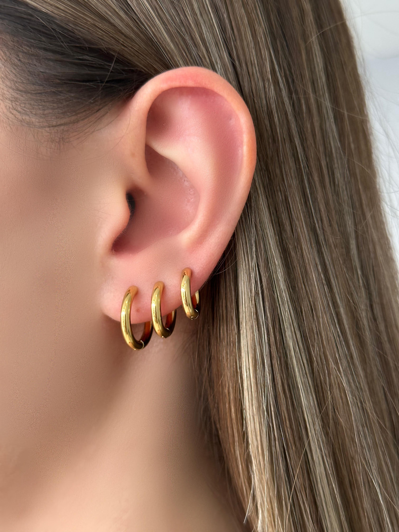 Çelik Altılı Basic Halka Küpe Gold