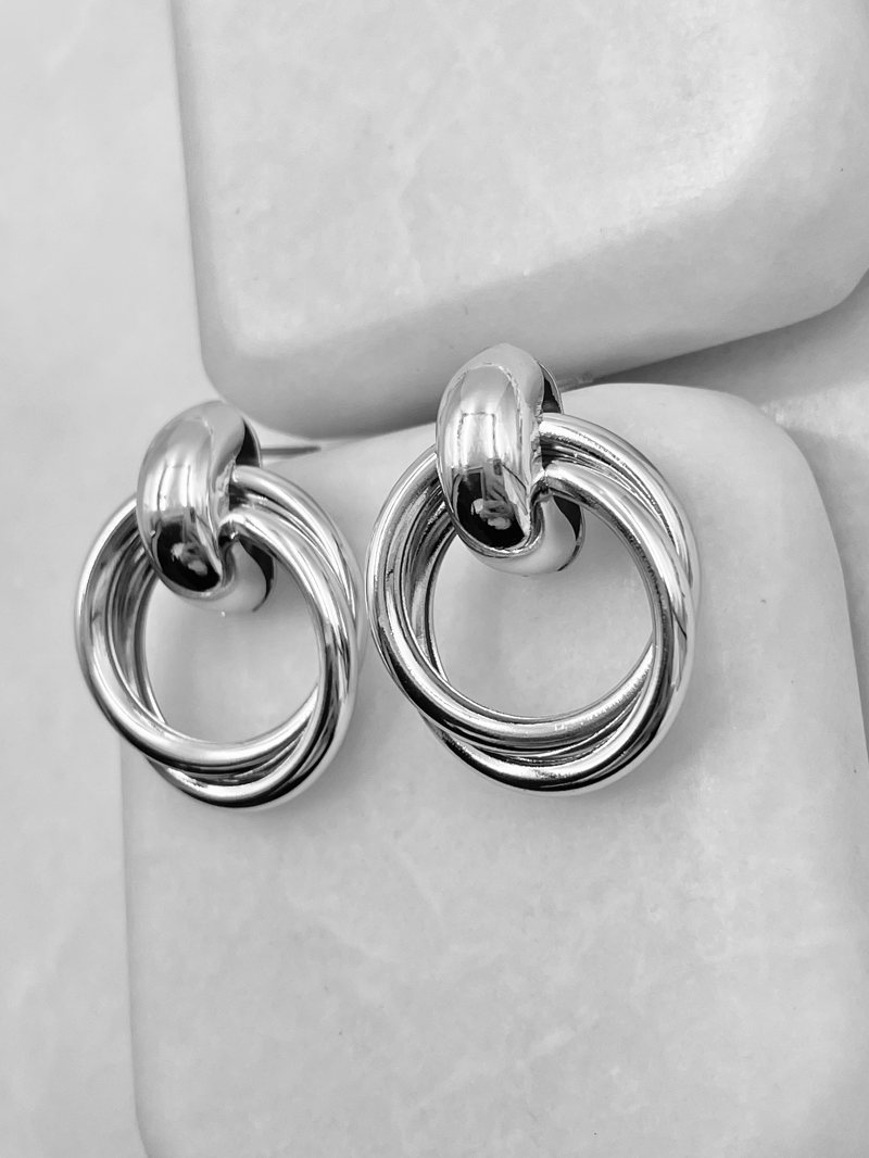 Altın Kaplama İç İçe Küçük Halka Küpe Gümüş