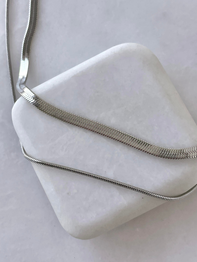 Çelik İtalyan ve Yılan Zincir Kolye Gümüş