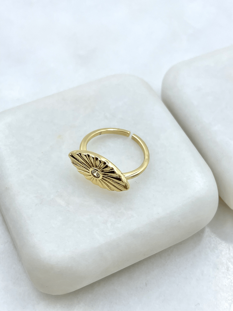 Altın Kaplama Kristal Taşlı Güneş Model Serçe Parmak Yüzüğü Gold
