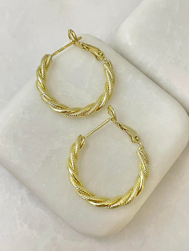 Özel Seri Işıltılı Burgu Model Halka Küpe Gold
