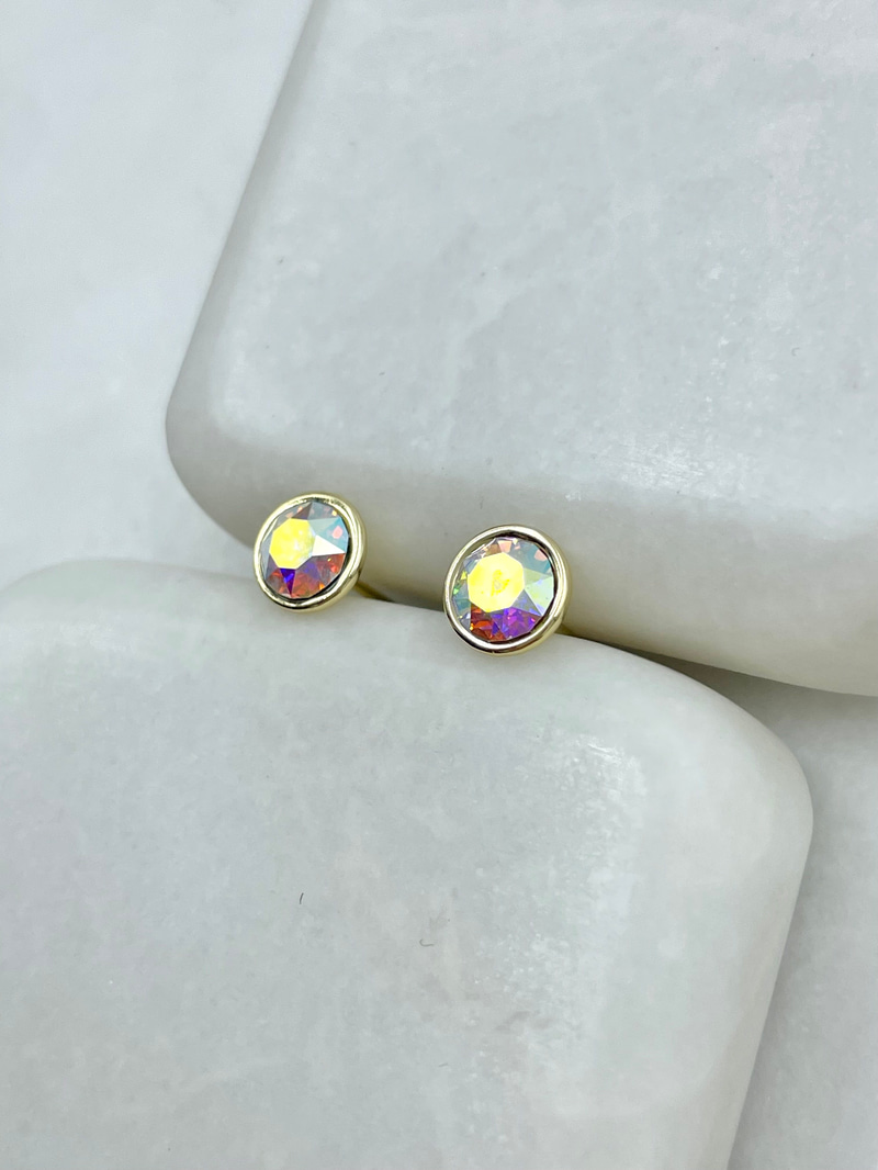 Özel Seri Swarovski Taş Minik Küpe Gold