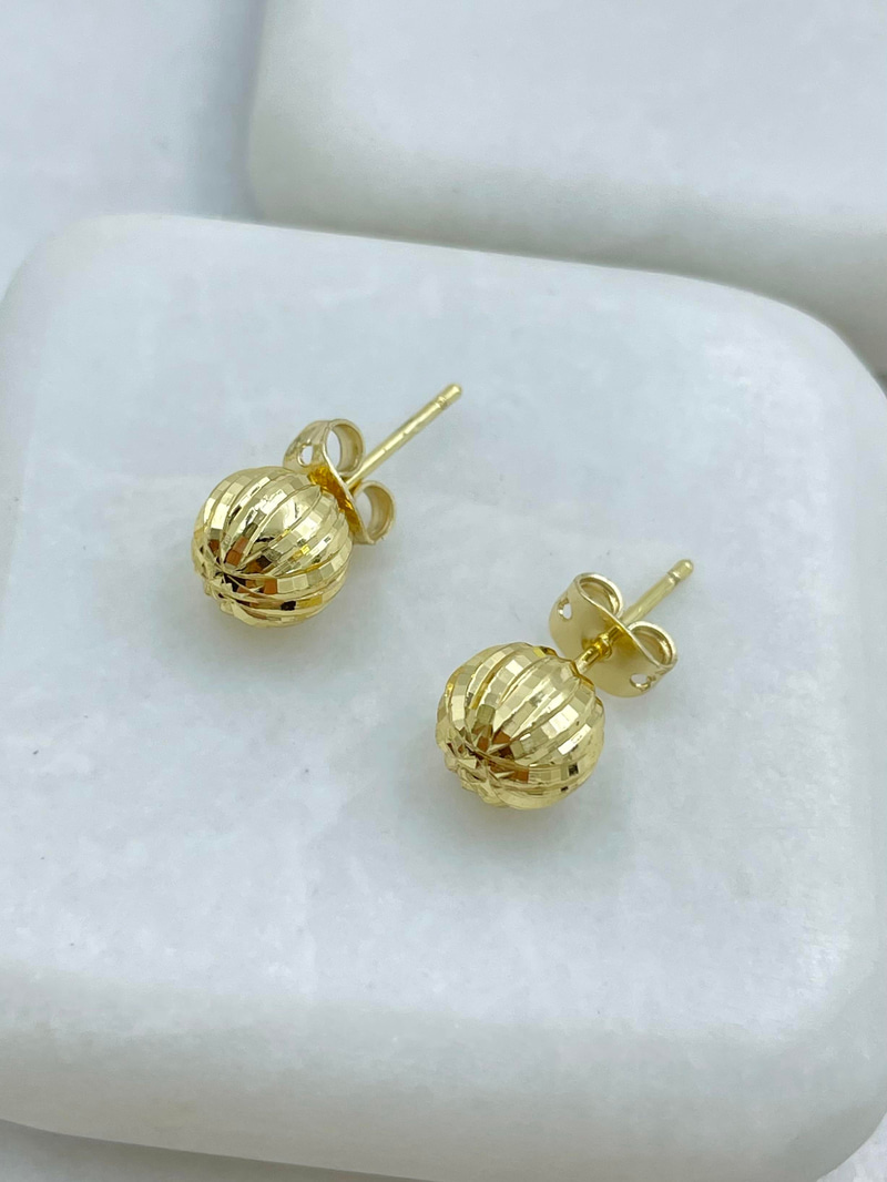 Altın Kaplama Işıltılı Top Küpe Gold