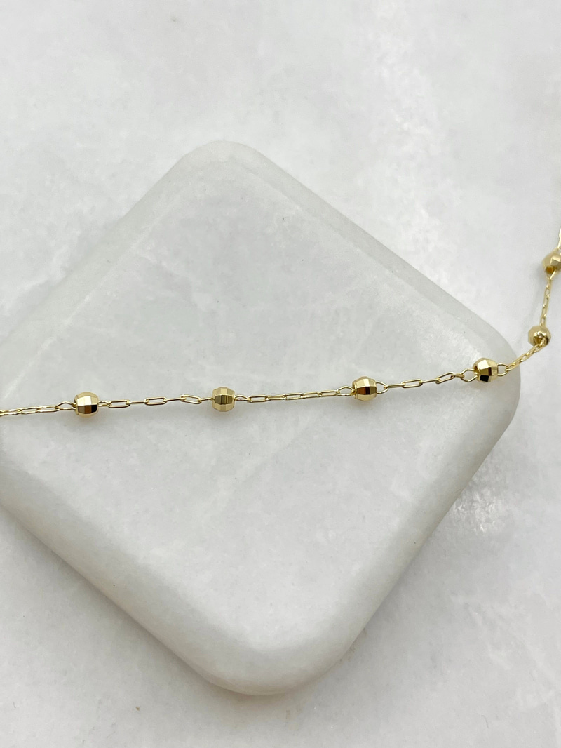 Minimal Işıltılı Topçuk Zincir Kolye 60 cm Gold