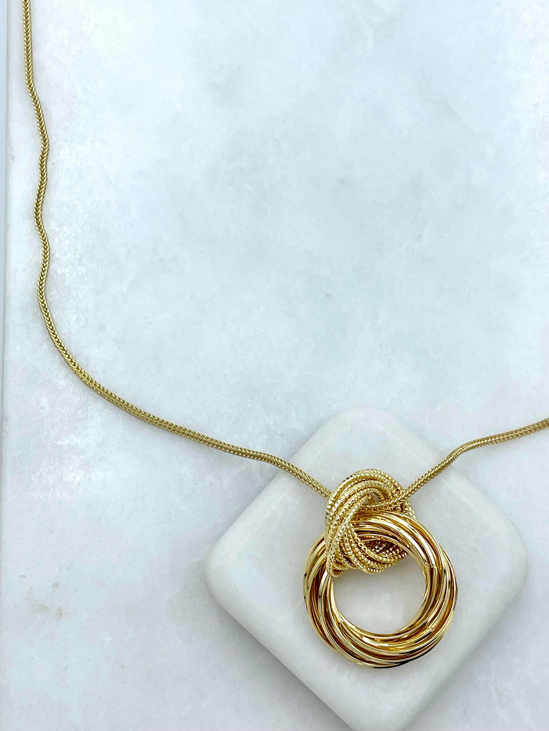 Altın Kaplama Halka Geçmeli Balık Sırtı Zincir Kolye Gold