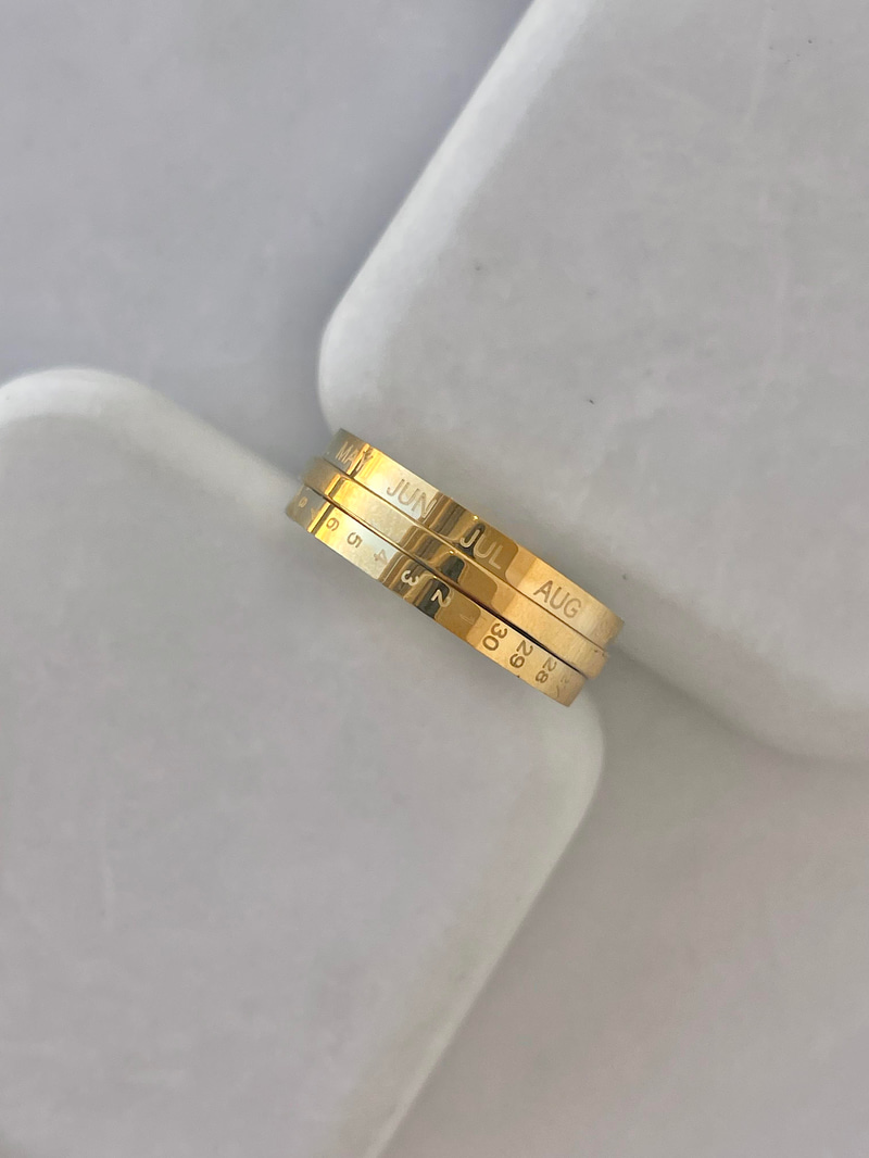 Çelik Ayarlanabilir Tarih Yüzük Gold