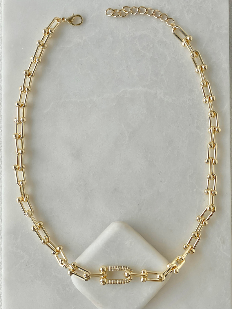 Zirkon Taşlı Marka Model Kolye Gold