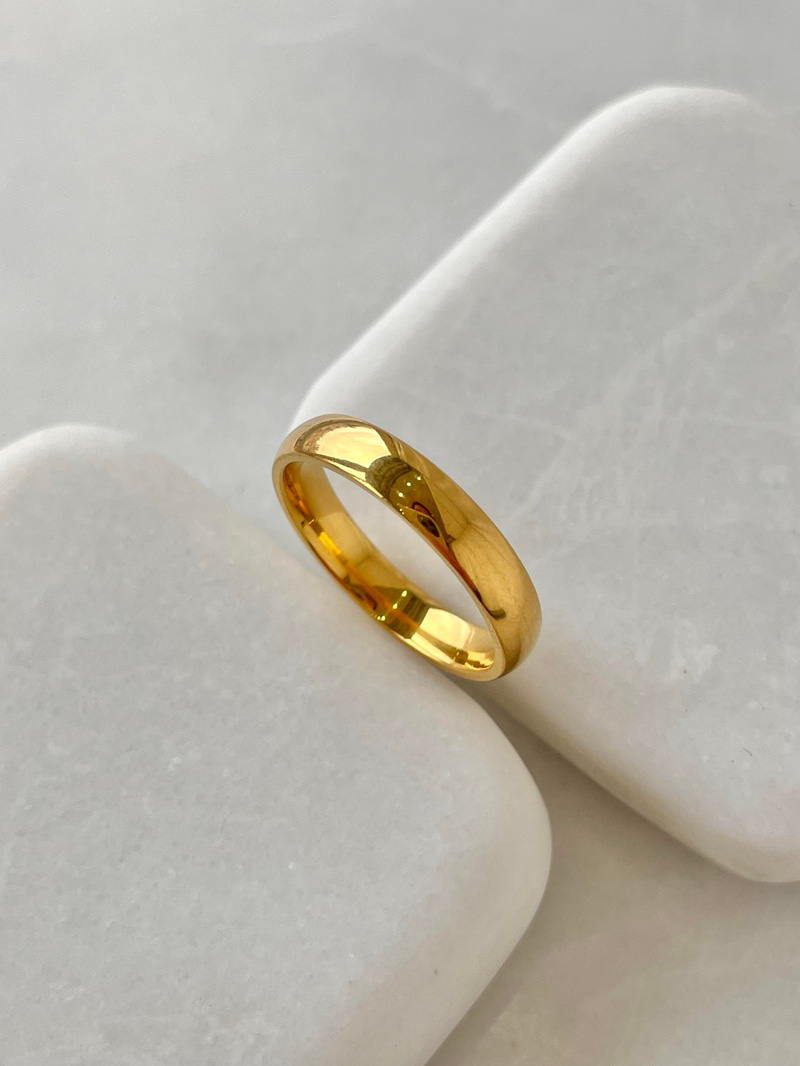 Çelik Bombe Kesim Basic Yüzük Gold