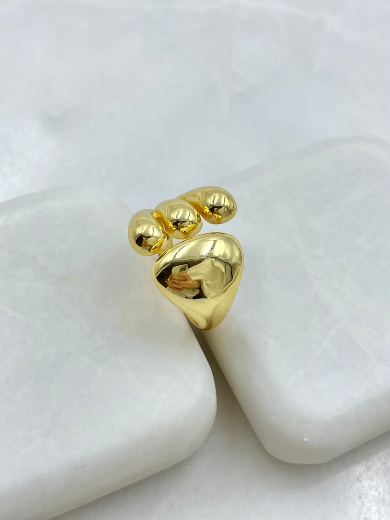 Altın Kaplama Üç Damla Yüzük Gold