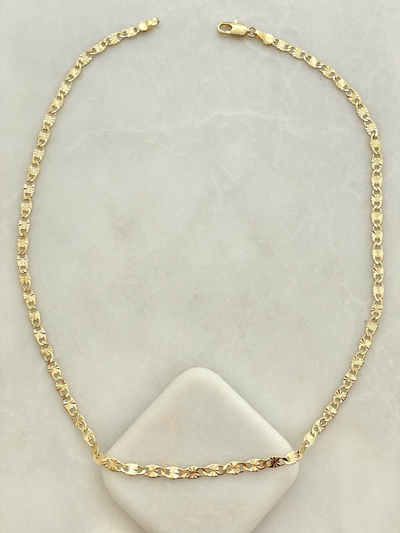 Altın Kaplama Lazer Kesim Zincir Kolye 45 cm Gold