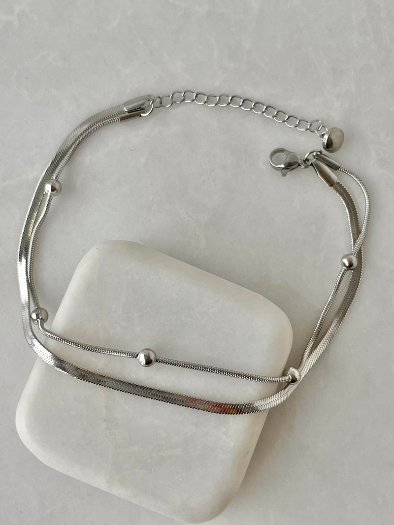Çelik İtalyan Zincirli ve Topçuklu Halhal Gümüş Renk
