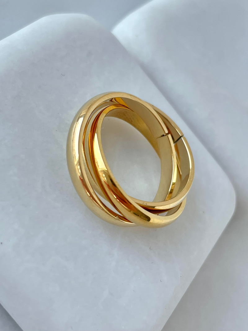 Çelik Üçlü Çapraz Yüzük Gold