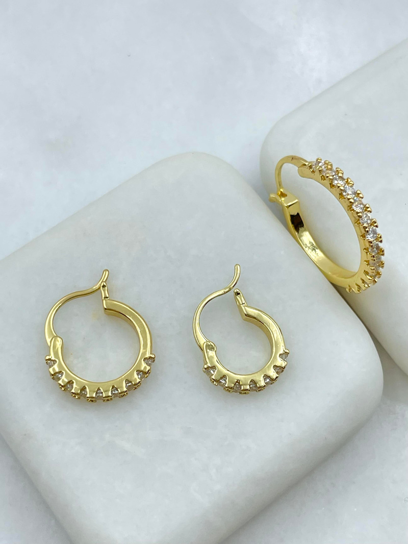 Altın Kaplama Altılı Pırlanta Halka Set Küpe Gold