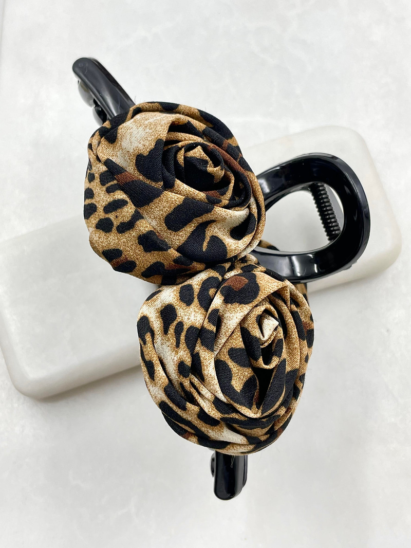 Leopar Model İkili Gül Mandal Toka Renkli