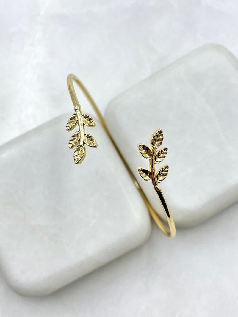 İkili Yaprak Model Kelepçe Bileklik Gold