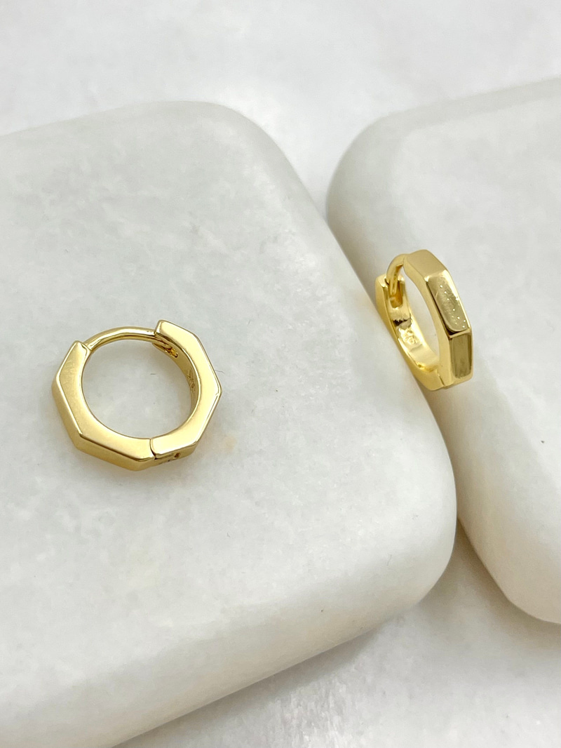 Özel Seri Minimal Köşeli Küpe 1 cm Gold