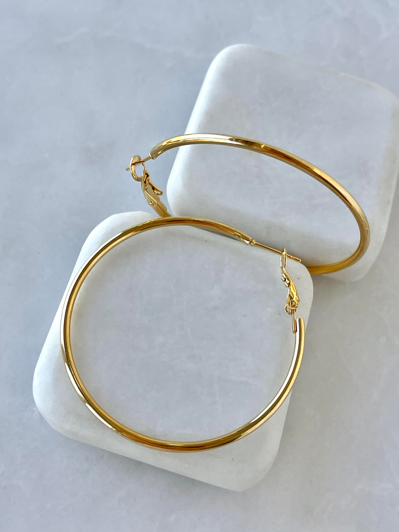 Çelik Basic Halka Küpe 5 cm Gold