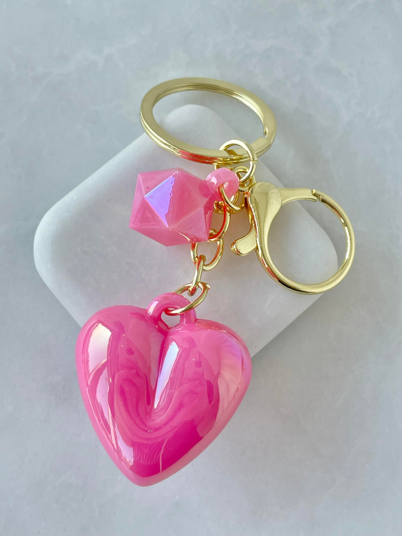 Hologramlı Kalp Çanta Aksesuarı Pembe