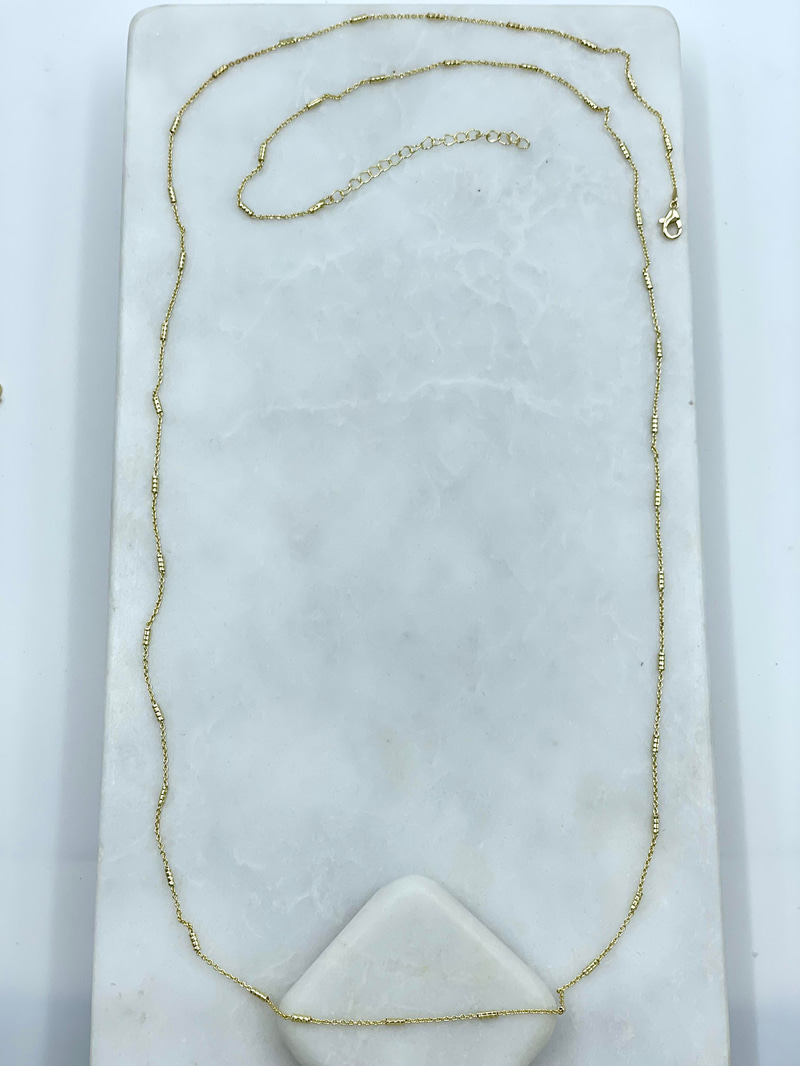 Altın Kaplama Boru Boncuk Zincir Kolye Gold
