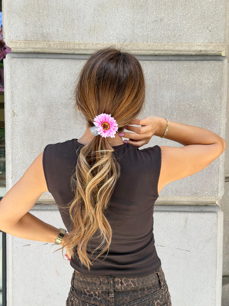Kasımpatı Scrunchie Toka Pembe