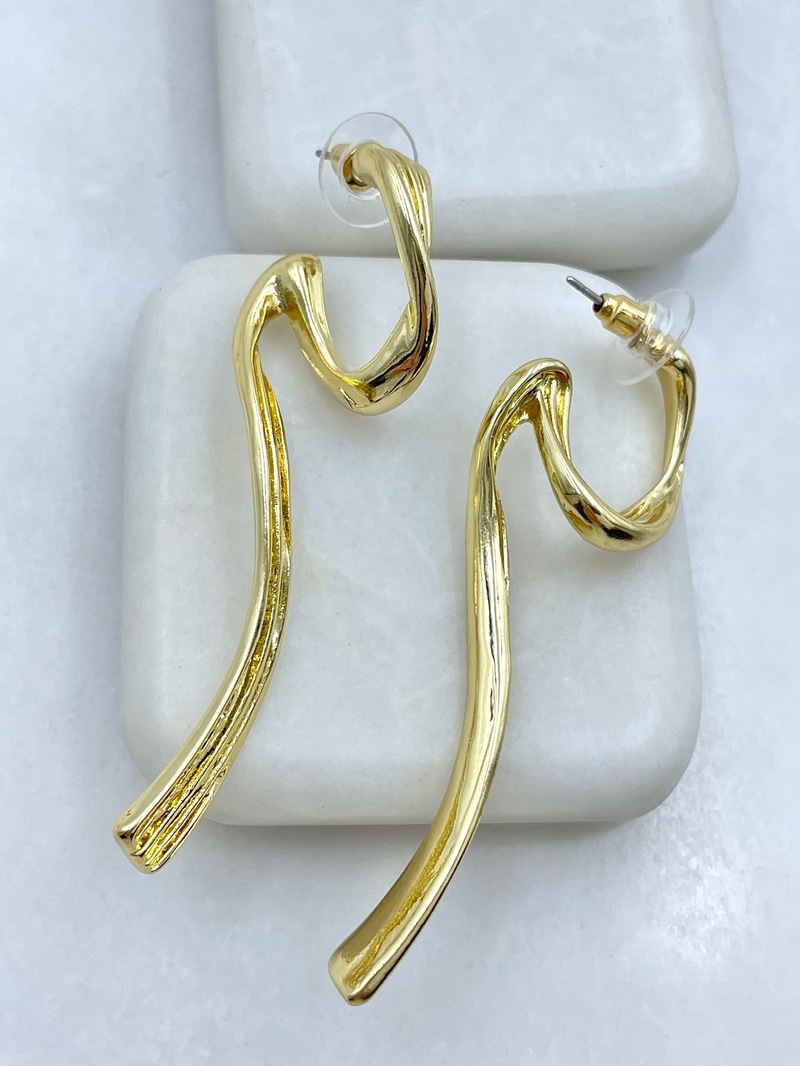 Altın Kaplama Asimetrik Tasarım Küpe Gold