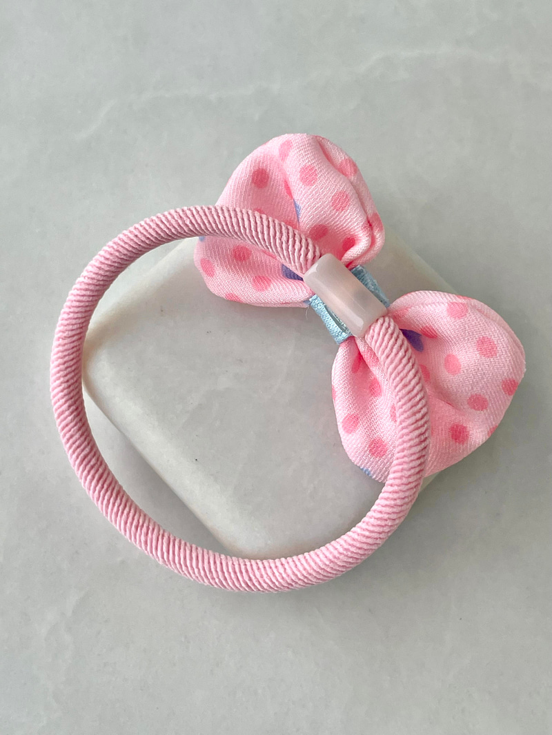 Puantiyeli Fiyonk Lastik Toka Pembe