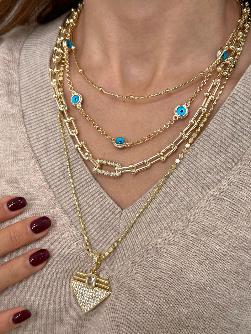 Zirkon Taşlı Marka Model Kolye Gold