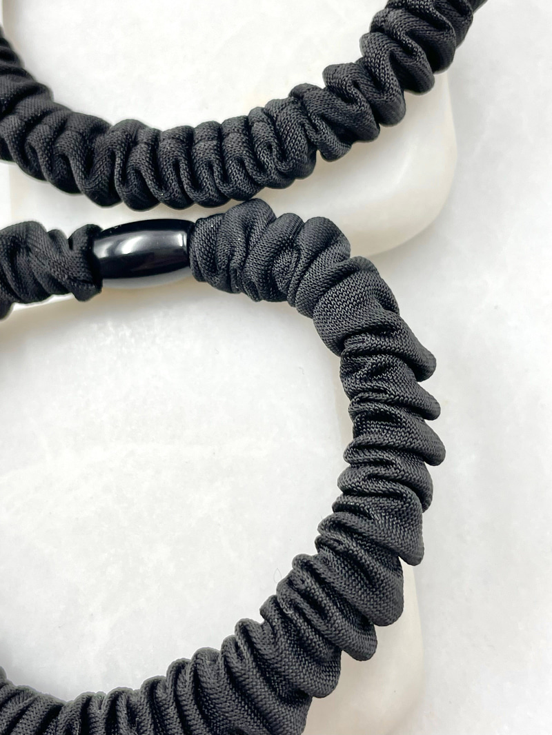 Büzgülü İkili Scrunchie Toka Siyah