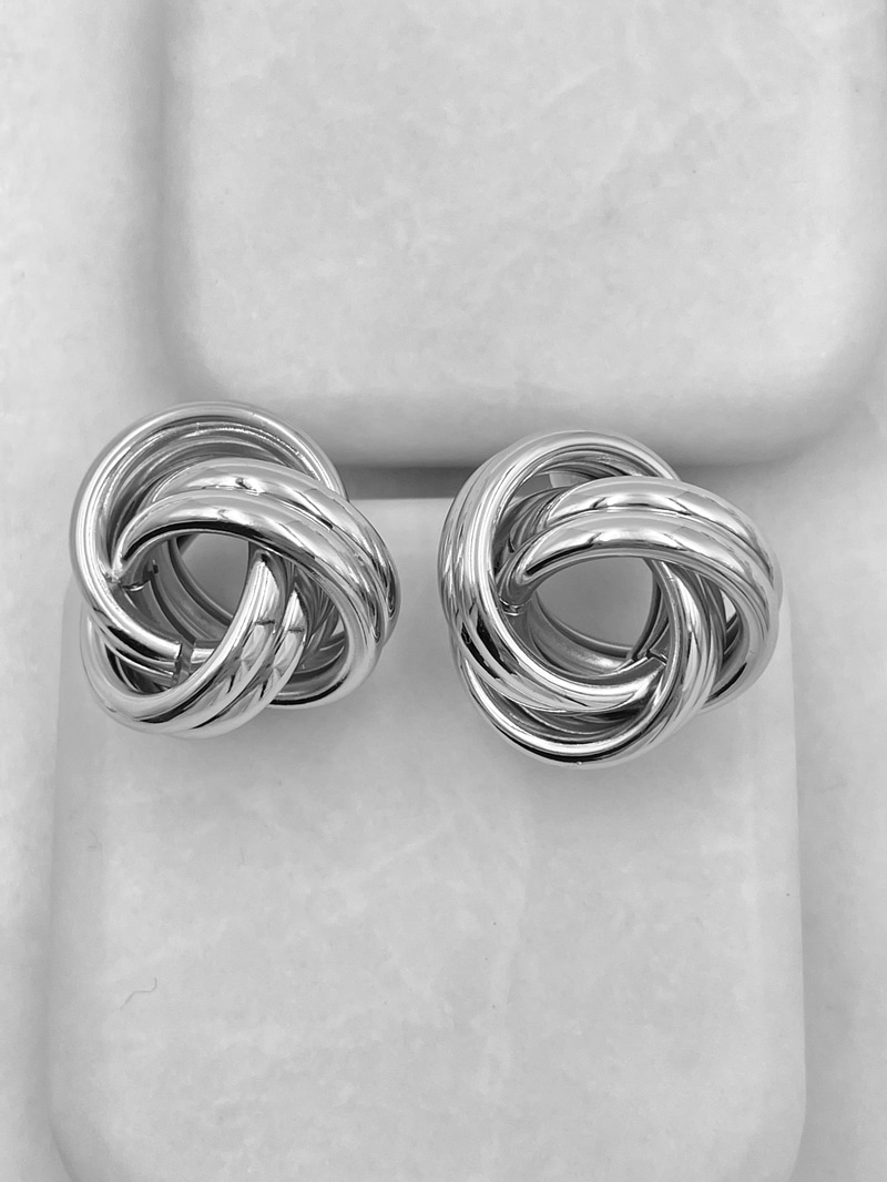 Altın Kaplama Düğüm Küpe 2.2 cm Gümüş