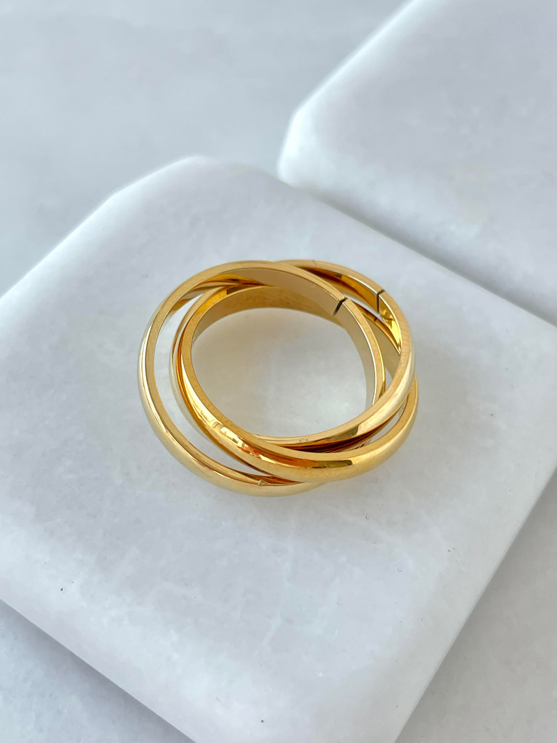 Çelik Üçlü Çapraz Yüzük Gold