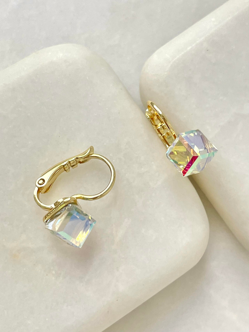 Özel Seri Swarovski Küpe Gold