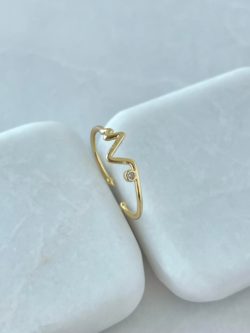 Altın Kaplama Kalp Atışı Yüzük Gold