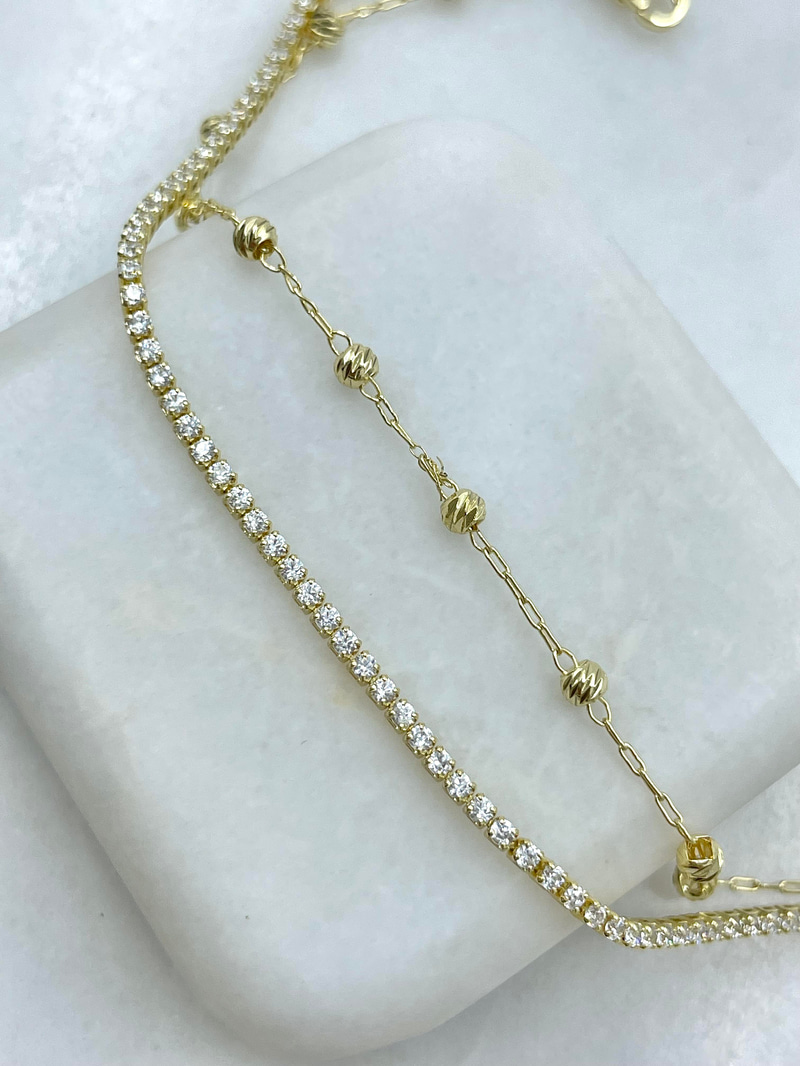 Altın Kaplama Su Yolu ve Topçuk Zincir Bileklik Gold
