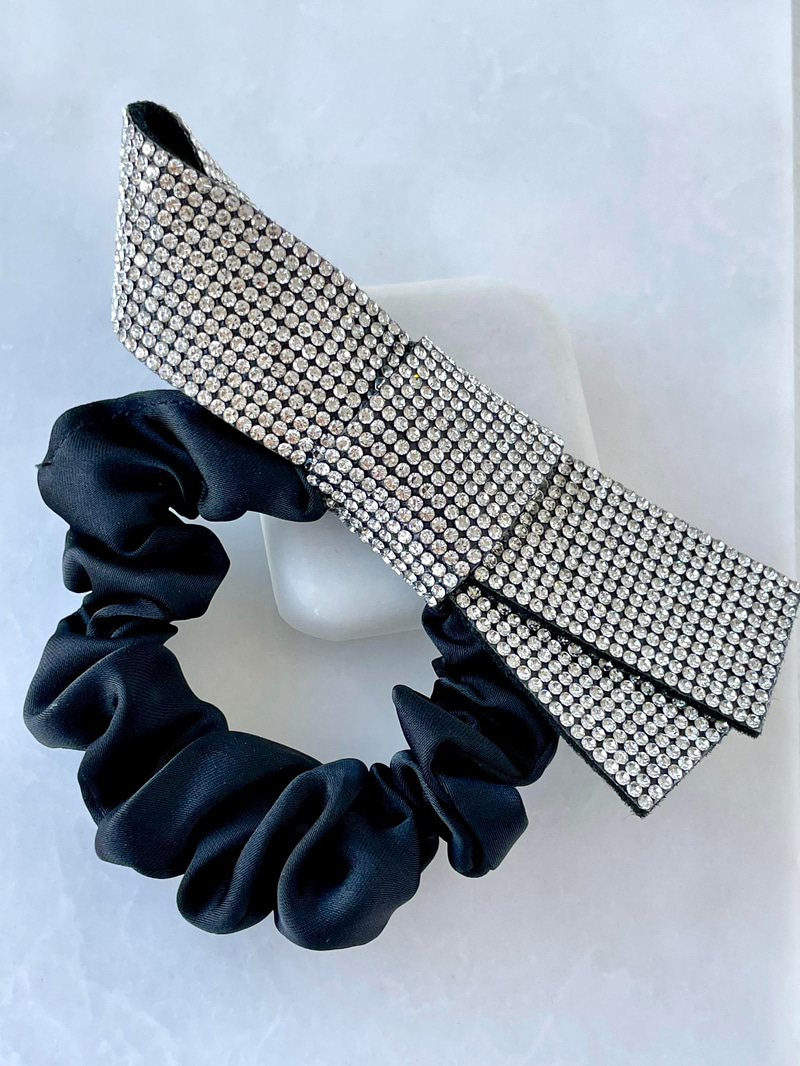 Işıltılı Kurdele Scrunchie Toka Gümüş