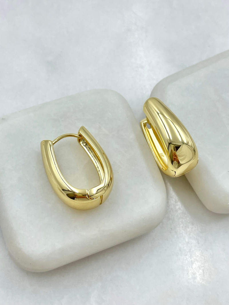 Özel Seri Bombe Oval Küpe Gold