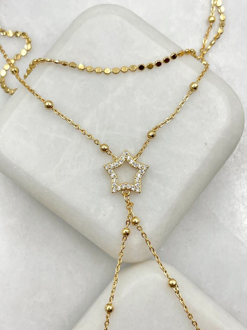 Yıldız Model Topçuk ve Arpa Zincir Şahmeran Gold
