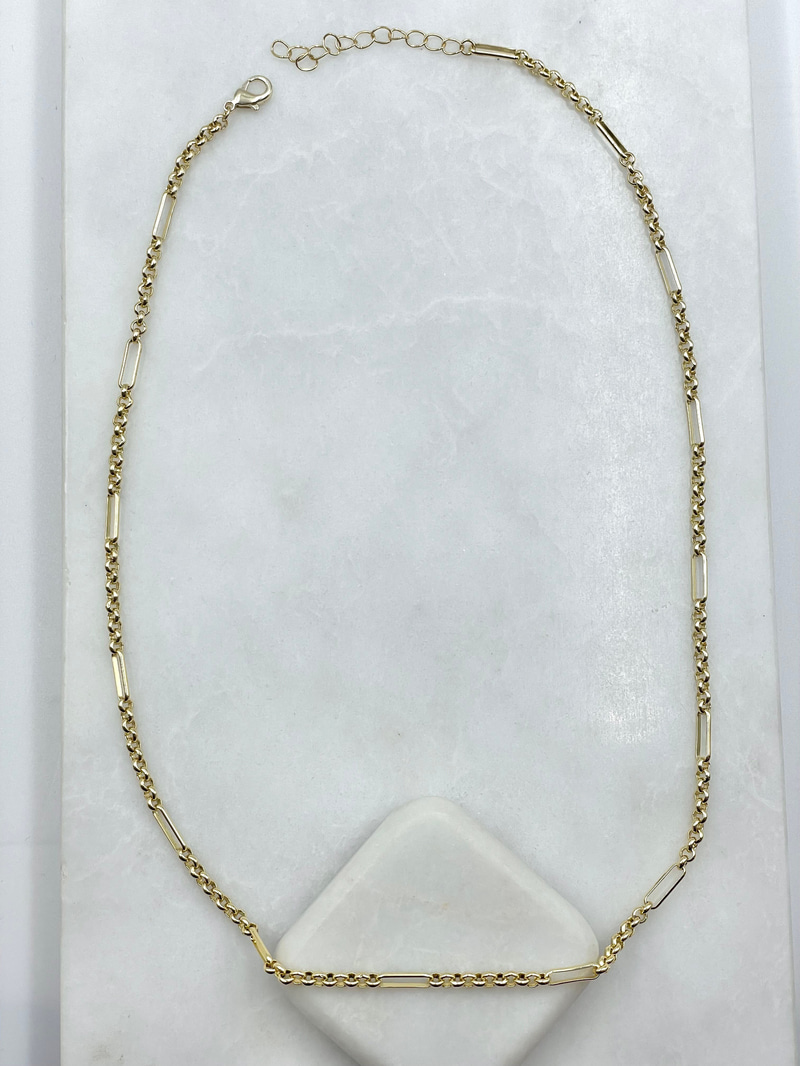 Daire ve Ataç Zincir Kolye 50 cm Gold
