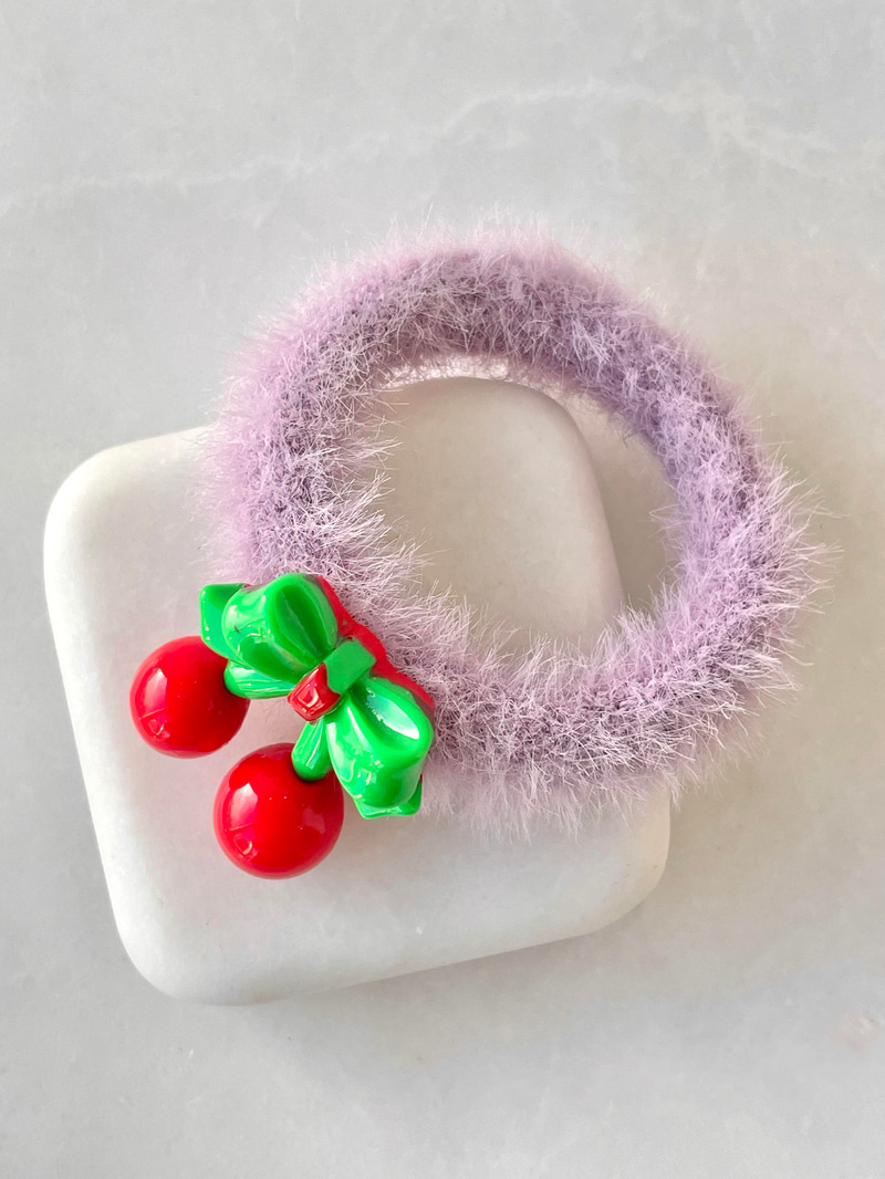 Kirazlı Scrunchie Toka Mor