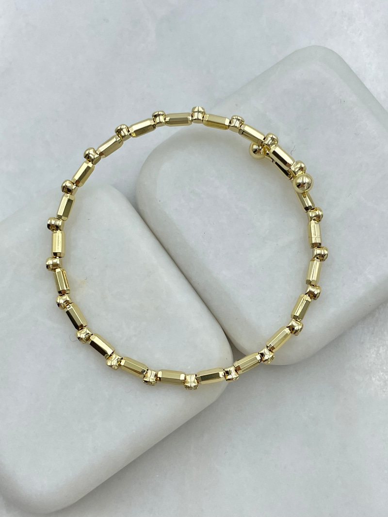 Altın Kaplama Kristal Taşlı Boru Yaylı Bileklik Gold