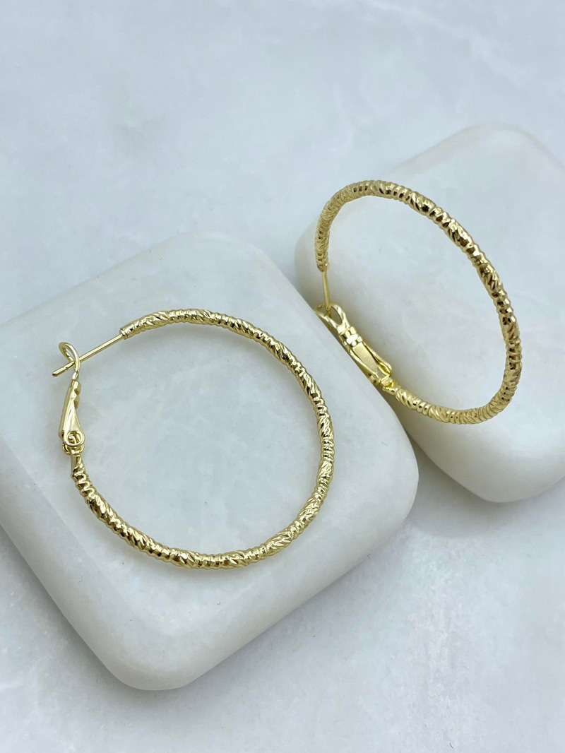 Özel Seri Işıltılı Halka Küpe 3.5 cm Gold