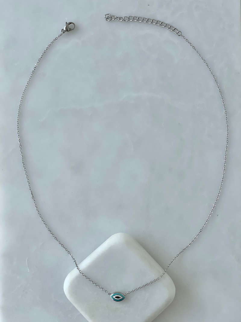 Çelik Minimal Nazar Kolye Gümüş