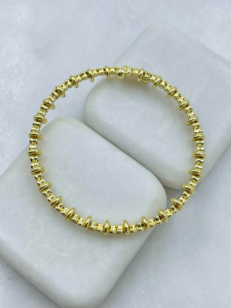 Altın Kaplama Gold Detaylı Kristal Taşlı Yaylı Bileklik Gold