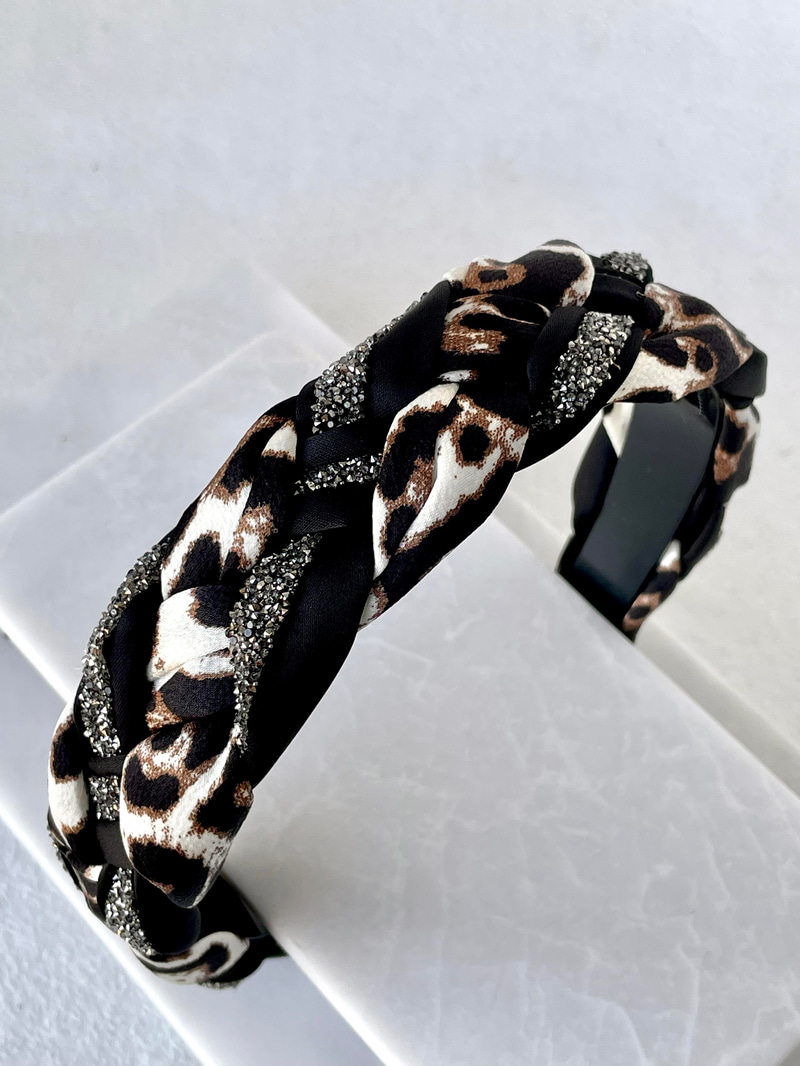 Leopar Desenli Işıltılı Örgü Model Taç Vizon
