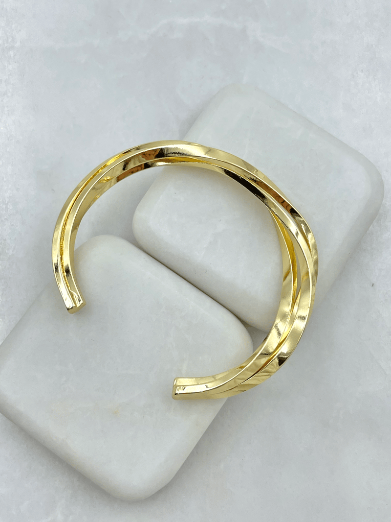 Altın Kaplama Üçlü Dalga Model Bileklik Gold