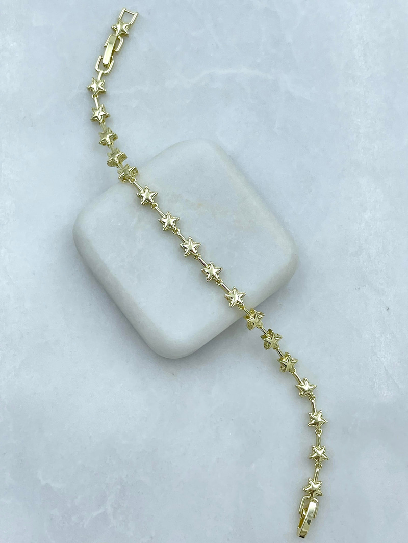 Altın Kaplama Sıralı Minimal Yıldız Bileklik Gold