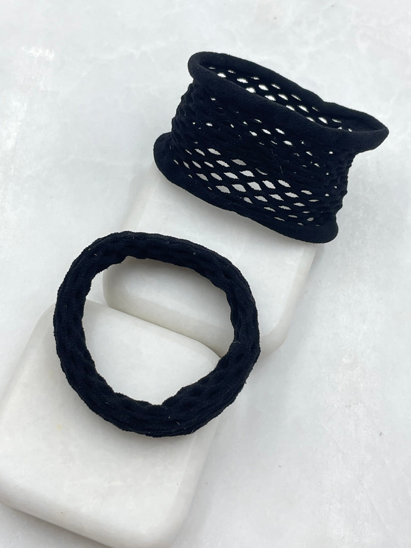 File İkili Scrunchie Toka Siyah